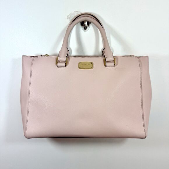 Michael Kors Kellen Saffiano Satchel Large Matching Jet Set Wallet Blossom Pink - Picture 1 of 16